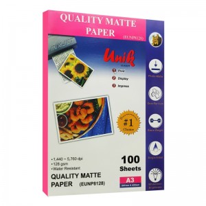کاغذ مات یونیک سایز A3 وزن 128 گرم 100 برگ